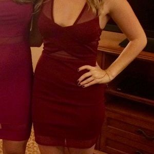 Lucy Paris Burgundy Dress with mesh detail